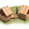 Mini_Landsby_Legehuse_på robinie_stolper_til_legepladsen